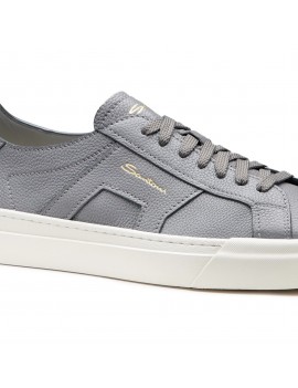 Santoni Sneaker Double Buckle In Pelle Bottalata Grigia - MBGT21967PNNTSIWG45 - Semenzato Abbigliamento