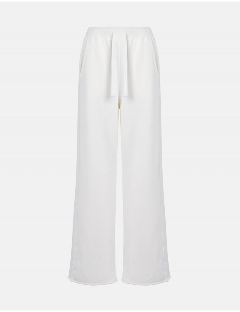 Dondup Pantaloni Wide Leg In Cotone Garzato Bianco - DP860 KF0254D MI9 DD S26 000 - Semenzato Abbigliamento