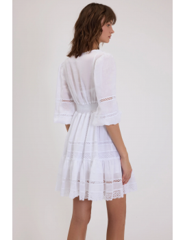 Ermanno Firenze Abito In Mussola Di Cotone Bianco - 58TQ009ES8-MF010 - Semenzato Abbigliamento