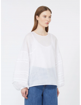 Max Mara Studio Blusa Garza Ramié  Bianco o Blu - MSTPAESE - Semenzato Abbigliamento