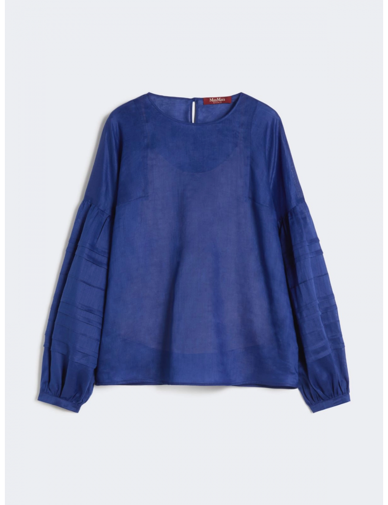 Max Mara Studio Blusa Garza Ramié  Bianco o Blu - MSTPAESE - Semenzato Abbigliamento