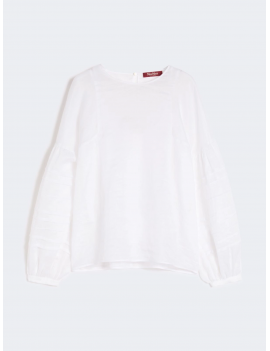 Max Mara Studio Blusa Garza Ramié  Bianco o Blu - MSTPAESE - Semenzato Abbigliamento