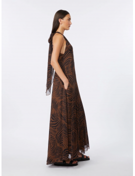 Max Mara Studio Abito Chiffon Di Seta Stampato Marrone Nero - 6221096206002 - MSTSALICE - Semenzato Abbigliamento