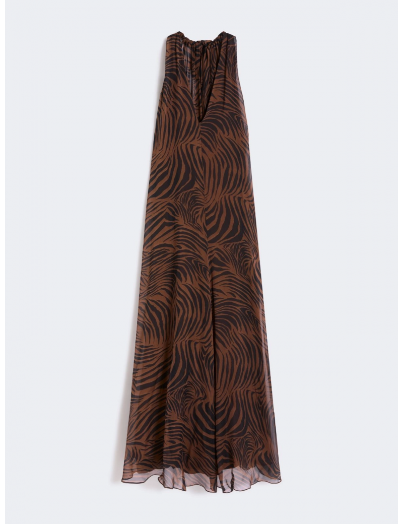 Max Mara Studio Abito Chiffon Di Seta Stampato Marrone Nero - 6221096206002 - MSTSALICE - Semenzato Abbigliamento