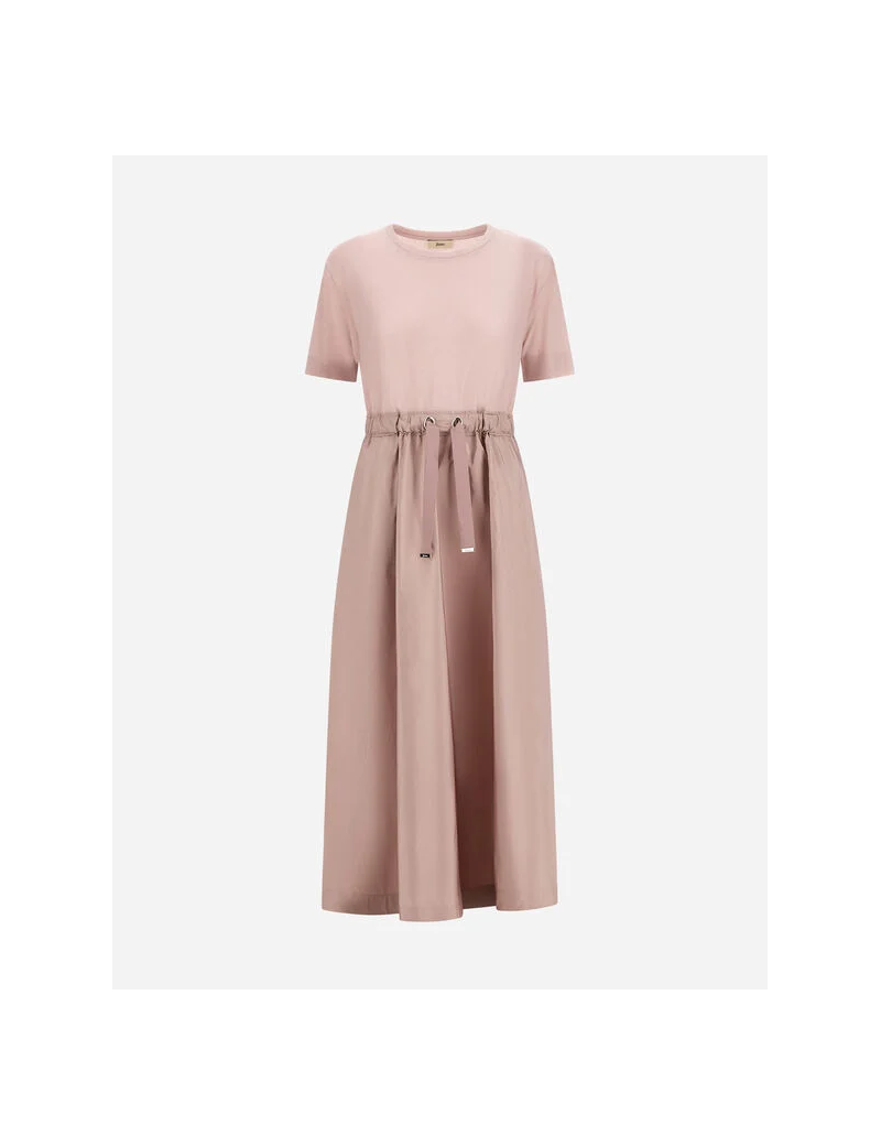Herno Abito In Glam Knit Effect E Tecno Taffetà Rosa Cipria - AB000032D520564035 - Semenzato Abbigliamento