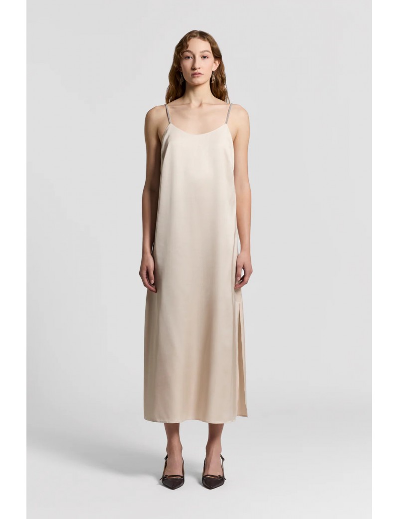 Peserico Abito Viscosa Con Spalline Beige Betulla - A02059-06638-144 - Semenzato Abbigliamento